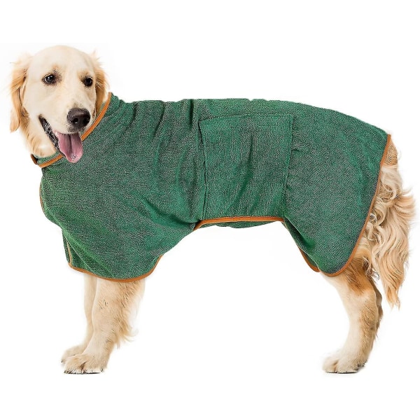 Hundebadekåbe, hundehåndklæde med justerbar strop Hundebadekåbefrakke, kæledyrstørrende fugttransporterende badekåbe med magisk tape