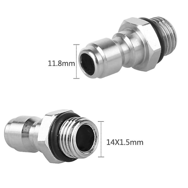 Messinkiliitin 1/4 Nopea Liitäntä Korkeapainepesuri 2kpl, Korkeapainevesipyssy Nopea Liitäntä Live-liitäntä 1/4 Nopea Liitin M14*1.5 Puhdas