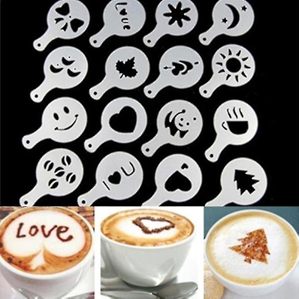 16 kpl Kahvi Latte Art Stensiilit Mallit Kahvitarvikkeet yiyi