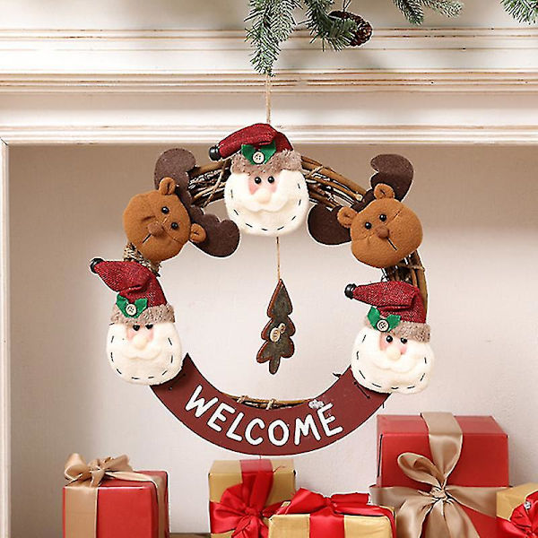 Julekrans Rattan Girland Snemand Elg Julemand Vedhæng Julepynt Julemand Christmas Snowman
