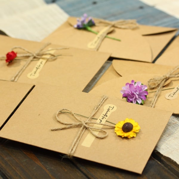 RYI)6 Julehilsenkort, 17,5*11cm Kraft Blank Konvolutter, Kort