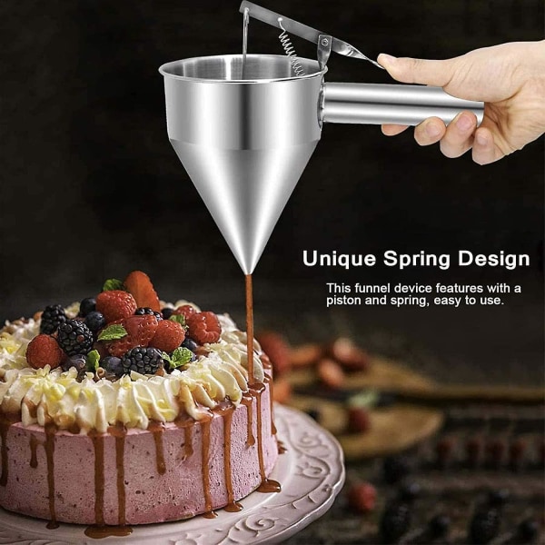 Kjøkken Trakt, Matlaging Trakt Dispenser, Rustfritt Stål Fondant Trakt, Dessert Trakt, Stemplet Trakt, Rustfritt Stål Stemplet Trakt, For Hjemme Kit