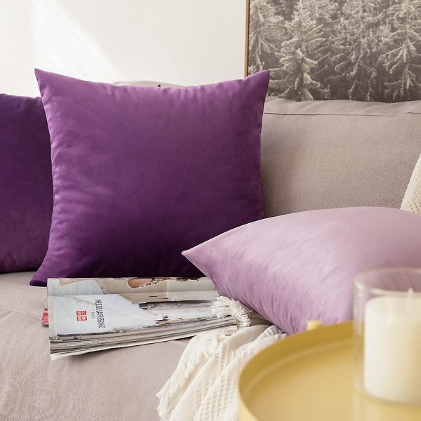 Sæt af 2 Dekorative Fløjls Pudebetræk Sofa Pudebetræk Super Glat Blød Behagelig Dekoration Hjem Stue Soveværelse Til Sofa 40x40cm Blålig