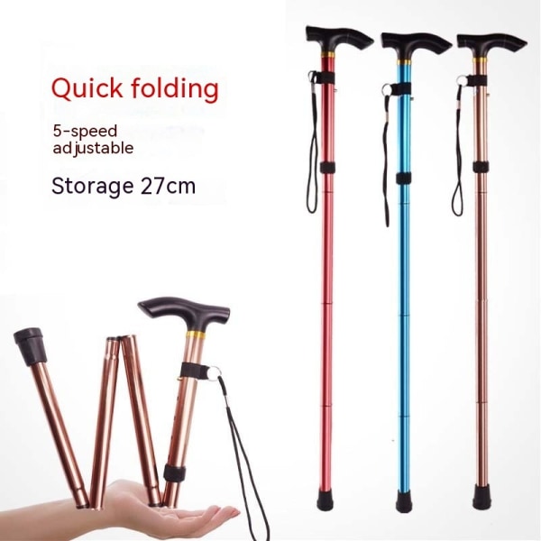 Stokke, Foldbar, Sammenklappelig Stok Vandrestok Højdejusterbar, Letvægts Anti-Slip til Rejser Udendørs Vandring Hjælp Bal Khaki color 1 pcs