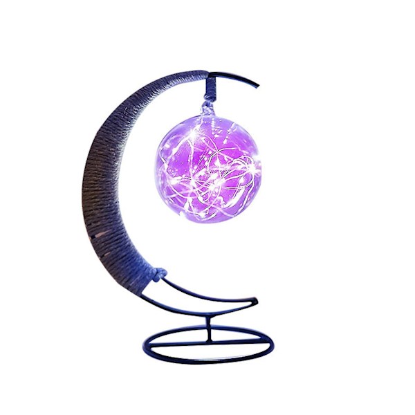LED Lys Stjerne Æbler Glas Form Dekoration Lys Julepynt Rund Bold Batteri Lilla Purple Round Ball Battery
