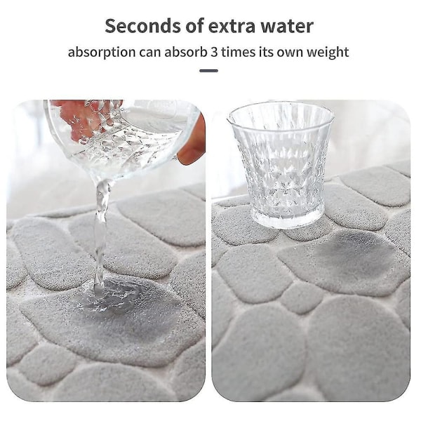 2-pack Badrumsmatta i Minnesskum, 2-pack Badrumsmattor med Stenmönster
