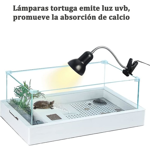 Reptillampa Sköldpaddslampa Sköldpaddsvärmelampa Med Timer 360roterande Uvb-ljus För Sköldpaddor Tårar Blinda Ormar Etc.