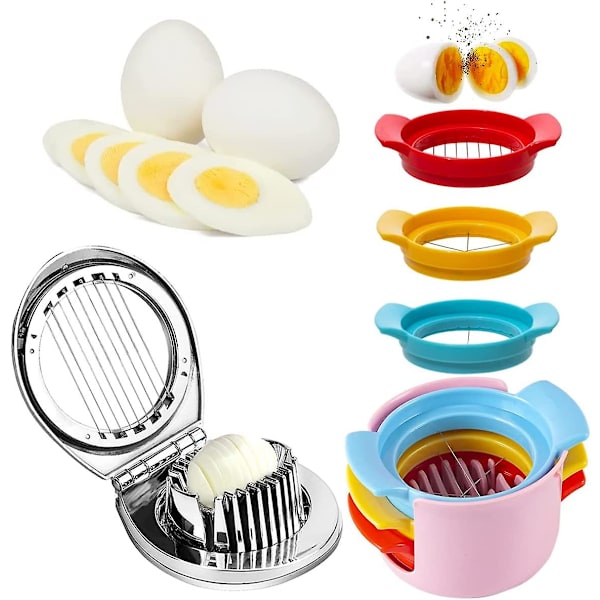 2 stk Multifunksjonelt Eggskjærer, 2 i 1 Egg Slicer i Rustfritt Stål Kjøkkenverktøy Eple og Tomatskjærer Eggskjærer 3 i 1 Manuell Eggskjærer, Profesjonell