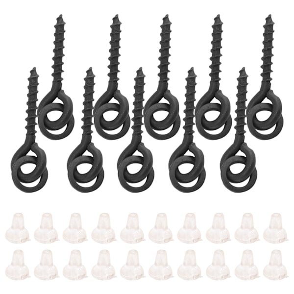10 stk. agnskruer med 20 stk. ovale ringer karpe rig ring stopp karpefiske tilbehør krok skrue hvit_ry
