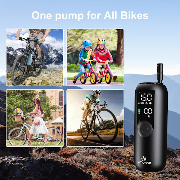 Kannettava Ilmakompressori Mini Pyöräpumppu, 150 PSI Sähköinen Rengaspumppu Käsikäyttöinen Ilmapumppu Digitaalisella LCD-näytöllä LED-valoilla Autoille