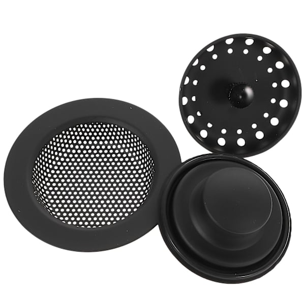 3 stk. Kjøkkenvask Propp Sil Strainer Vask Filter Avfallsbeholder Propp Svart 11X11CM Black 11X11CM