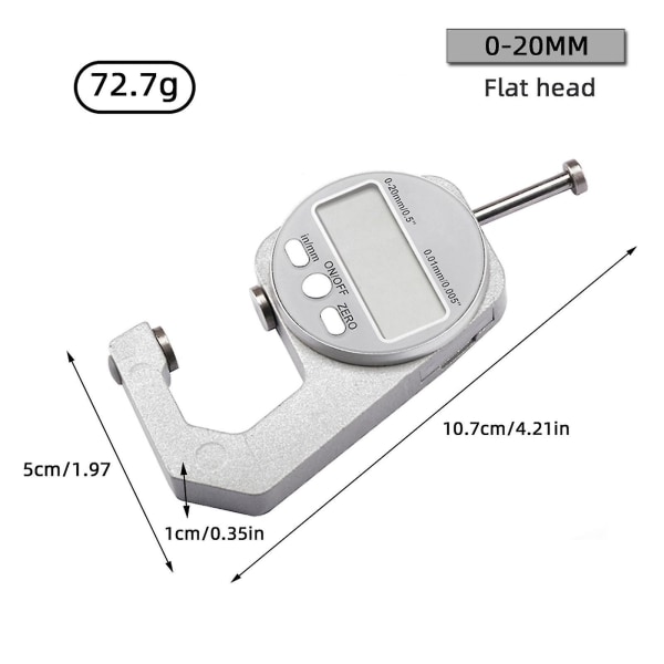 Digitaalinen paksuusmittari, 0-20 mm digitaalinen paksuusmittari (1 kpl)