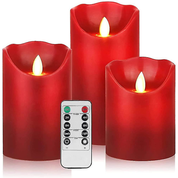 LED-ljus. Flammlösa ljus 4\" 5\" 6\" Riktiga vaxbatteriljuspelare. 10 knappar