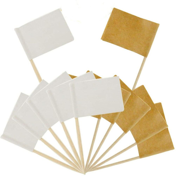 100 kpl/1 Valkoinen Koriste Kupukakku Insertti Deko Paperilippu Poimii Cocktail Tikku Juhlatorttu Kakku Lipun Hammastikku Juhla Tarvikkeet Valkoinen 6.5X3.5CM White 6.5X3.5CM