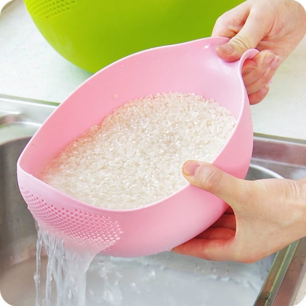 Kitchen Drain Rack Rice Washing Pot Plastic Vegetable Basket Creative Household Rice Washing Sieve with Handle