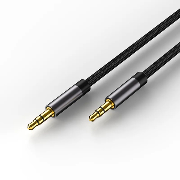 Uros-uros-äänikaapeli 3Ft, 4-napainen Hi-Fi-stereokaiuttimen 3,5 mm Aux-kaapeliadapteri/apu-kaapeli/Aux-johto Yhteensopiva kaikkien 3,5 mm (6,5Ft, hopea)