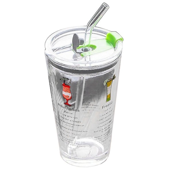 Reseglas för resor med halkfritt lock, glas med sugrör B