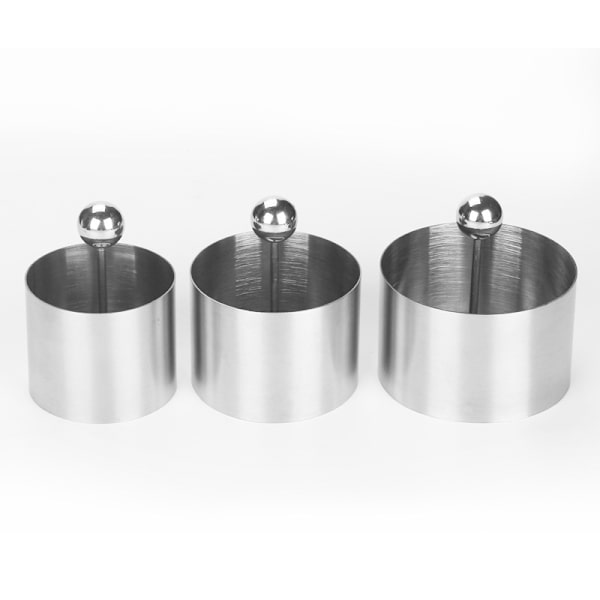 3 Set Sushi Making Mold Rostfritt Stål Rund Bakring Tårta Formning Ringar med Pusher Mat Presentation Ringar Tonfisk Mold