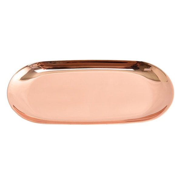 Nordisk stil ovalt smykkeskrin serveringsbrett tallerken rustfritt stål snacksbrett metall lagring gull Golden L