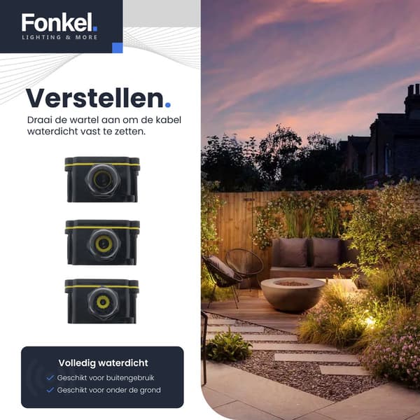 IP68 Vandtæt Kabel Samledåse 2-vejs, Udendørs Underjordisk Kabelstik til 9-12 mm Kabler, Pakke med 3, Sort