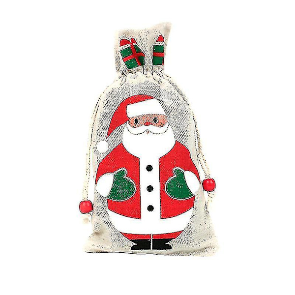8 stk Julegave Trekkpose Linstoffpakke Lommer Fest Oppbevaringspose (tilfeldig stil)