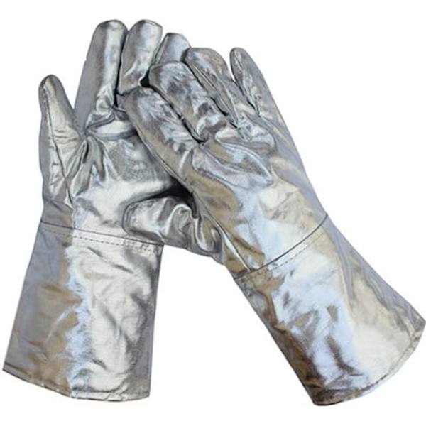 Högtemperatur Värmebeständiga Aluminiserade Säkerhets Svetsarbetshandskar 38cm / 14.96\" Ugnvante Aluminiumfolie Isolerande Handskar