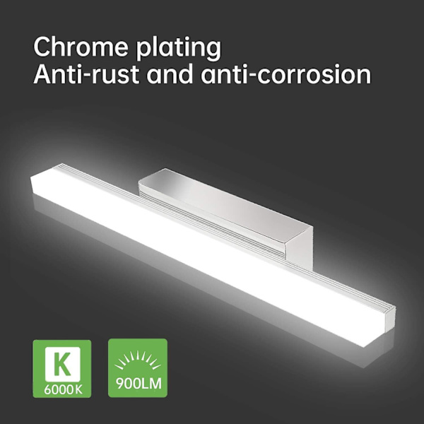 Badrumsspegellampa 9w 40 Kalla vita, LED-spegellampa IP44 Vattentät 6000k 900lm, LED-vägglampa för modernt badrum Akryl-spegellampa Badrum