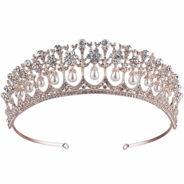 CROWN GUIDE Kristall Rhinestone Queen Bride Tiara Crown för kvinnor Flickor Huvudbonad Vintage Bröllopsdagsbal Bröllop Tiaror och kronor Hårsmycken A