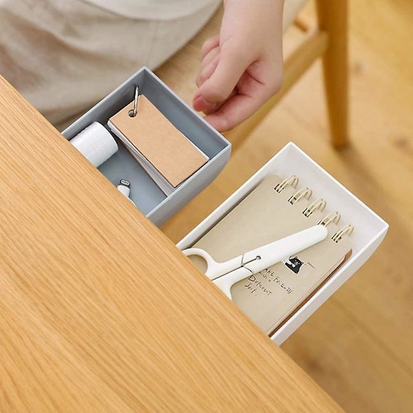 Skuffepennboks Blyantboks Blyantbrett Under Skrivebord Selvklebende Skuff Oppbevaring Skjult Skrivebord Organizer For Kontor Hjem Skole (2stk)