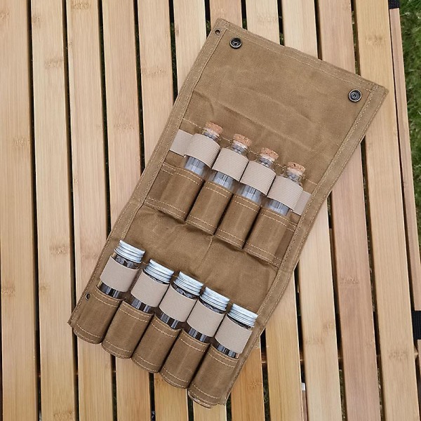 Utendørs piknik Grill Bærbar oppbevaringspose for krydderflaske Sammenleggbar krydderpose Reisecampingutstyr (1 sett (10 stk))