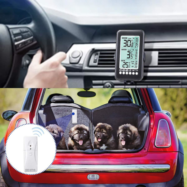 Utomhus- och inomhustermometer - Högprecisions digital trådlös hemtermometer - Rumstemperaturlarmfunktion - Med 2 extra sensorer