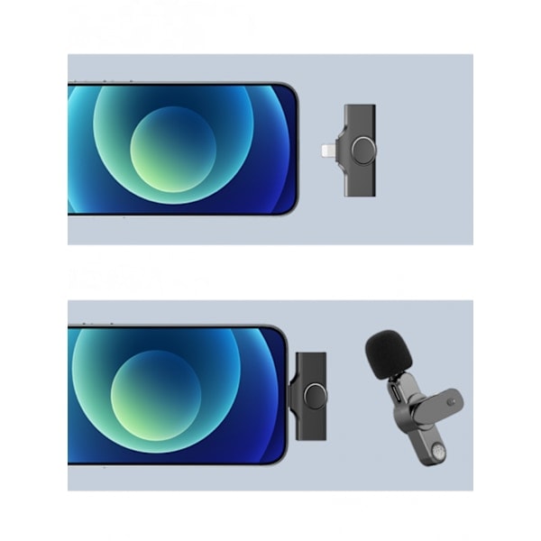 Trådløs mikrofon til iPhone iPad, Minimikrofon, Trådløse mikrofoner, Trådløs Lavalier-mikrofon, Clip-on-mikrofoner_RY