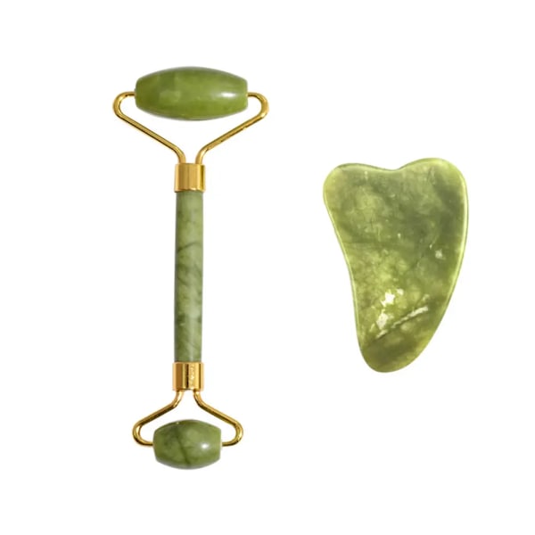 4-in-1 Kasvojen Rulla ja Gua Sha -setti - Kasvojen ja Silmien Jaderulla, Jaderulla Gua Sha, Kuuma tai Kylmä Kasvojen Hierontarulla - Aito Jade - Naisille