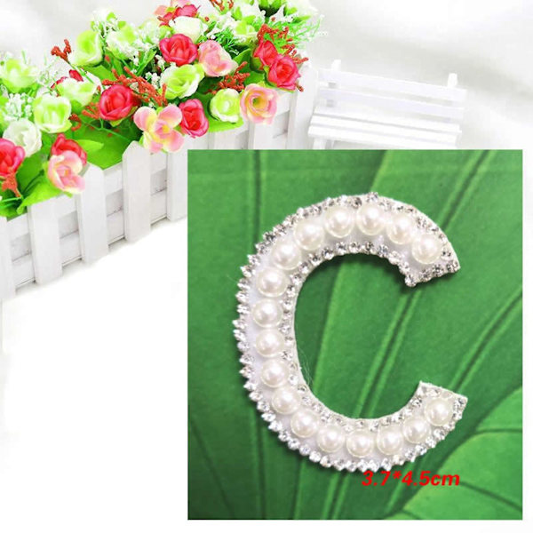 2x Engelska Bokstavslapp A-z Pärl Rhinestone Lappar Kompatibla Med Kläder Vita Pärl Applikationer DIY Namn Kompatibla Med