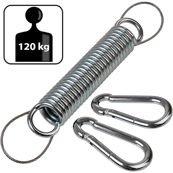 Svingestol Ophængningssæt - Fjeder, Høj Belastning, 2 Karabiner, Sikkerhedstov - Ophængningshardware Til Sandsække, Gynger, Svingende Verandaer, Havehængekøjer