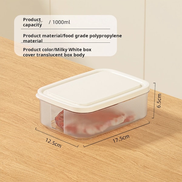 Stilfuld køleskab friskboks køkken mad frossen forseglet friskboks fødevaregodkendt plastik opbevaring_xrzi 1000ml rectangular storage box standard