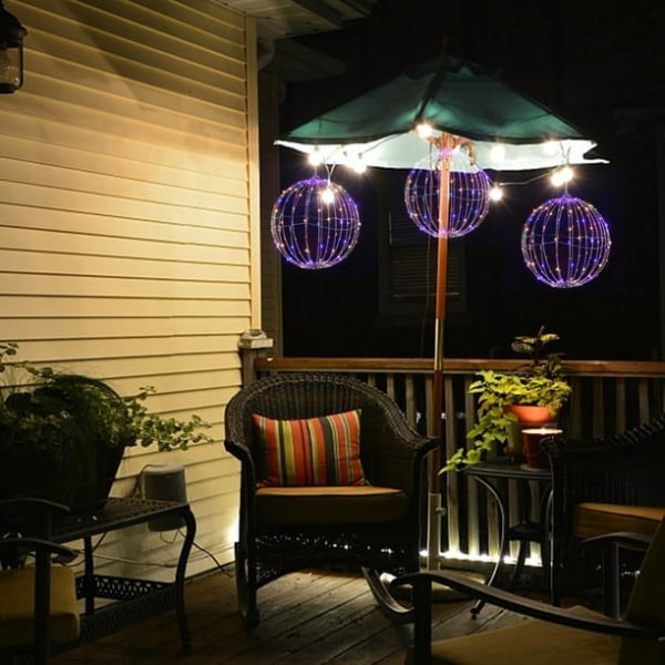 25*25 cm julekule med LED-kulelys, vanntette opplyste ferieballer for utendørs innendørs fest hage hage-dekorasjoner