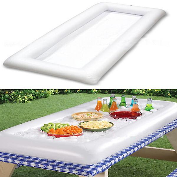2 stk PVC Oppustelige Fade Tallerkener Salat Buffet Is Køler Picnic Drikkebord Fest Camping Fade White 2pcs