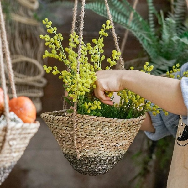Rattan-kukkatila, käsintehty riippuva kukkakori, pieni