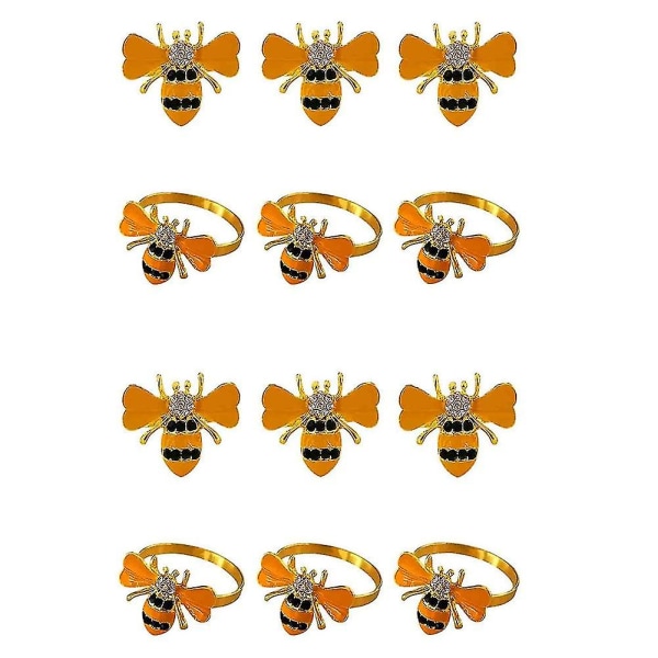 6-pak Gul Bie Design Ring Serviett Spenne Hornet Serviettholder