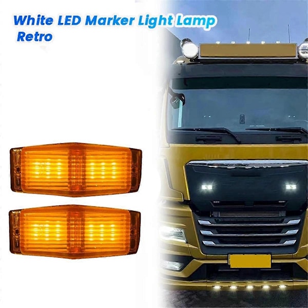 2 stk. LED markeringslys foran, dobbelt brænderindikatorlampe til MAN lastbil, lastbil, frontgrillys B BlackYellow
