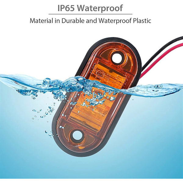 Positionslygter LED For- og baglygter Universal positionsindikator 12 Volt 24 Volt med gul pære til lastbil trailer varevogn campingvogn personbil.
