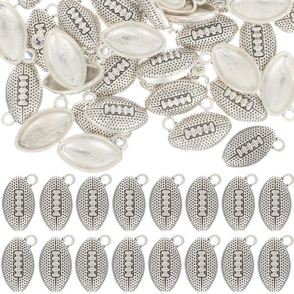 50 st DIY Rugby-berlocker Smyckestillverkning Hängsmycken Halsband Armband DIY-berlocker Silver 1,2x1cm Silver 1.2x1cm