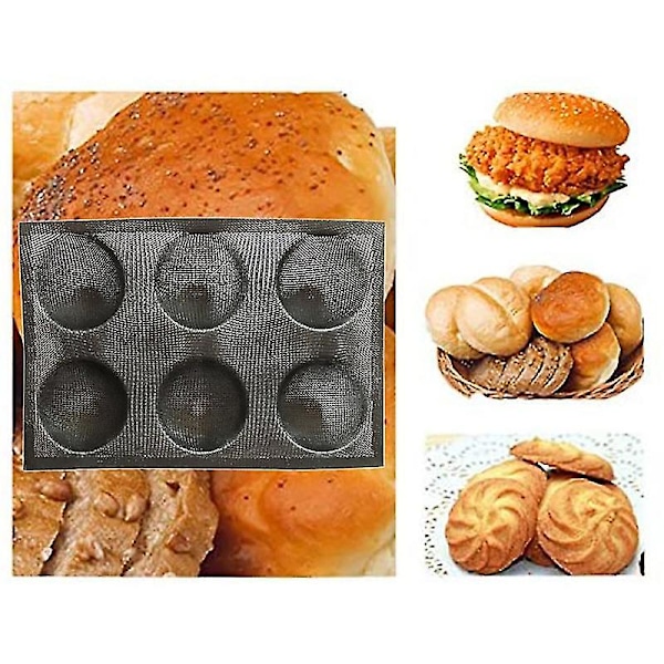 Glasfiber Silikon 6 Runde Brødform Forskellige Hamburger Cookie Puff Porøs Form Kage Tart Pan Nej