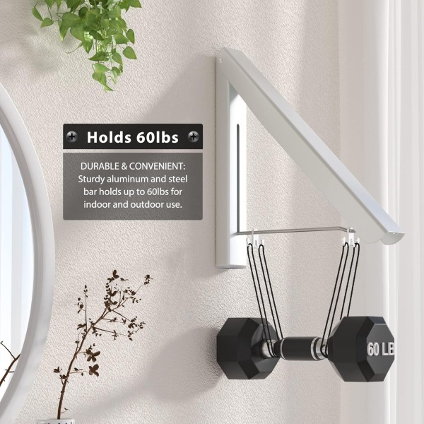 Torkställning för kläder, Torkställ för kläder, Väggmonterad infällbar klädhängare, Inomhus & utomhus, Aluminium (1 ställ, Silver)