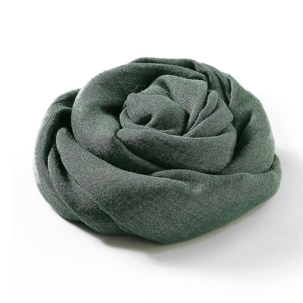 Bomuld Linned Sjal Bredt Linned Wrap Kappe Almindeligt Sjal Hærgrøn Army green