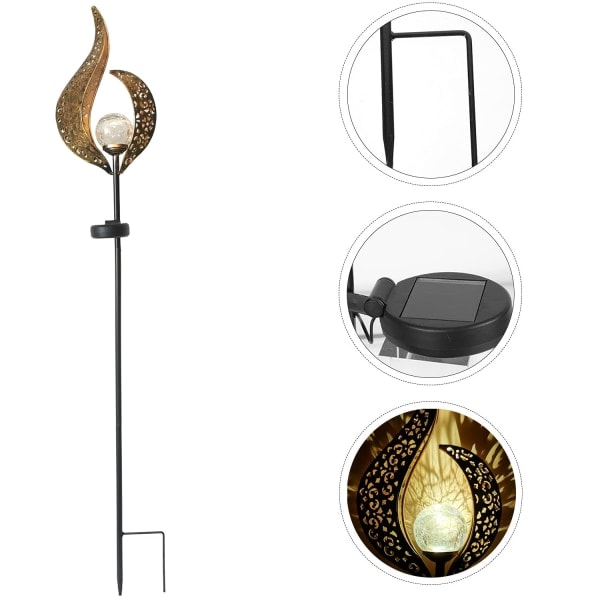 RYI)Solcellelampe med Flammedesign - Havedekoration - Udendørsbelysning