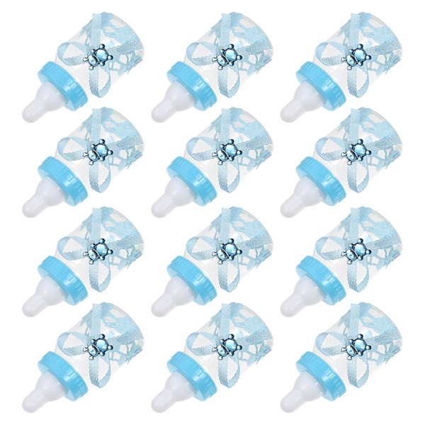 12 stk. Søde Fyldbare Flasker Plastik Sød Candy Boxes Smukke Chokoladeæsker Blå 8,5x4cm Blue 8.5x4cm
