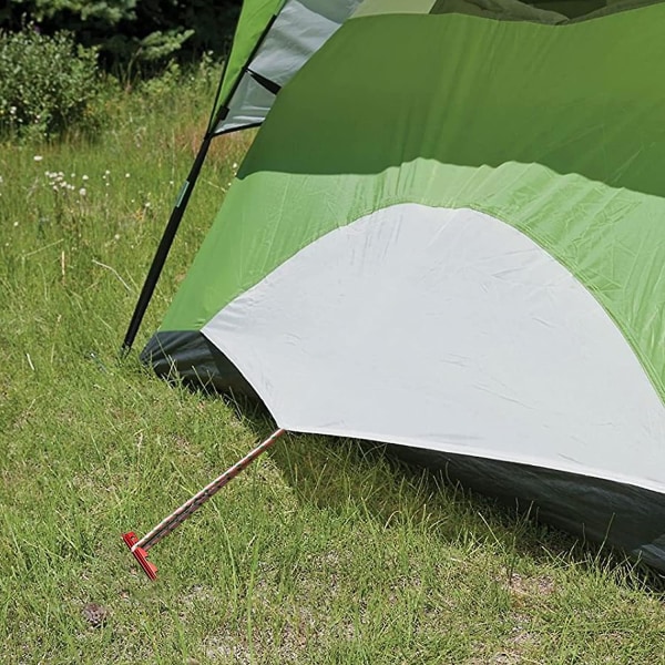 Tältpinnar, kraftiga tältpinnar Stakar Campingtält i aluminiumlegering med rep för utomhuscamping Strand och sand, multitand (12 st)