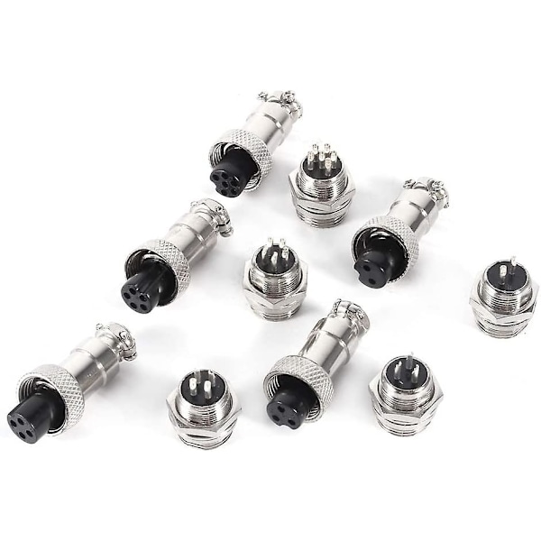 Luftfart Pluggkontakt, Hunn Metall Luftfart Ledningskontakter 4 Pin Hann Hunn Panel Metall Ledningskontakt Luftfart Socket (1 sett, Sølv)
